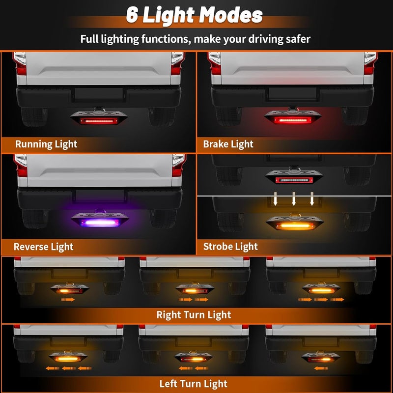 VKU Hitch Step with Light and Whip Mount Holes, 108 LED Brake Lighting(6 Mode) Fit 2" Receiver Steel Construction Powder Matte Coated for Trucks Chevy Ford Toyota GMC Dodge RAM Jeep ATVs SUVs Vans - Image 5